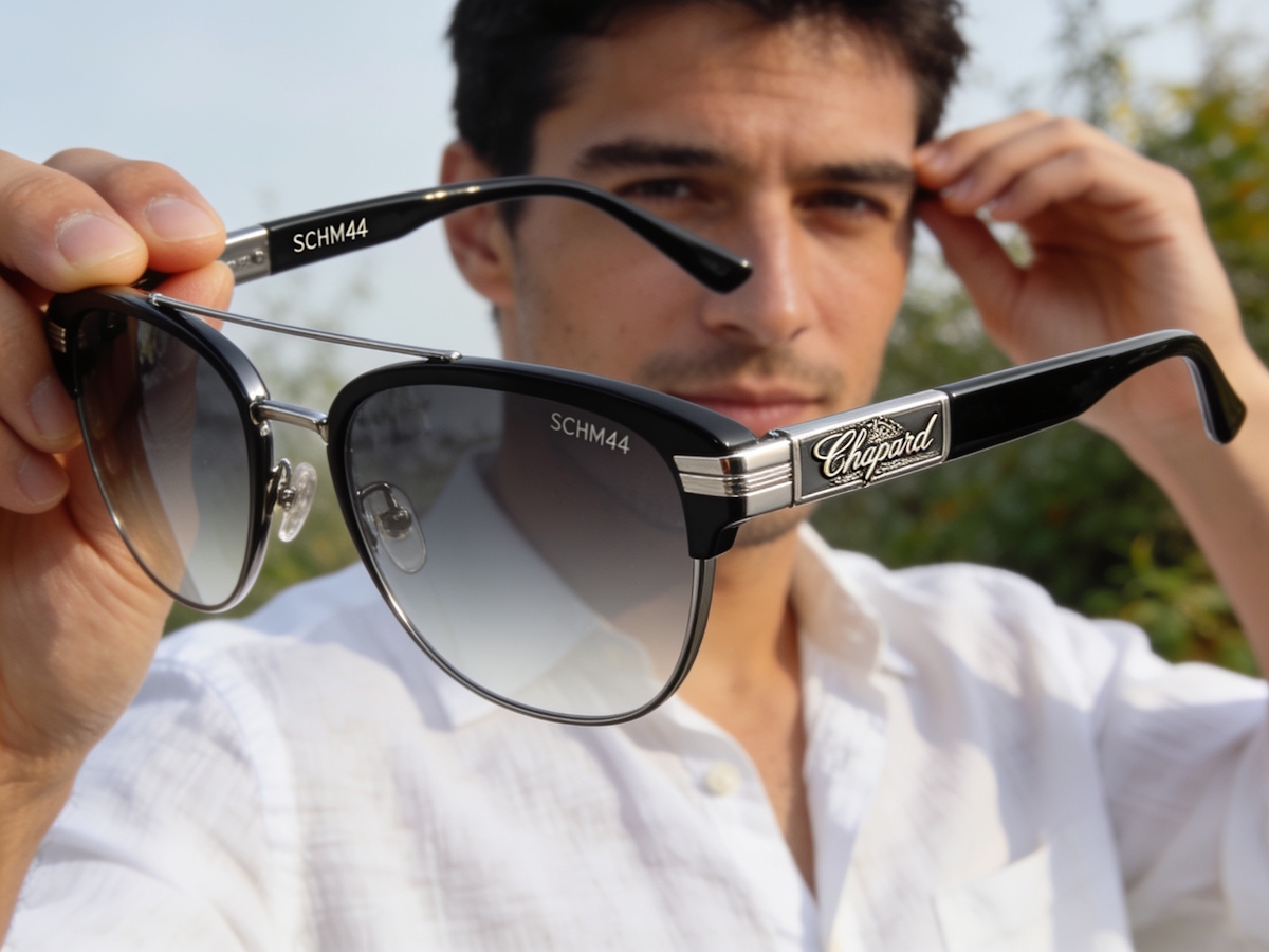 Chopard SCHM60S rose gold geometric sunglasses